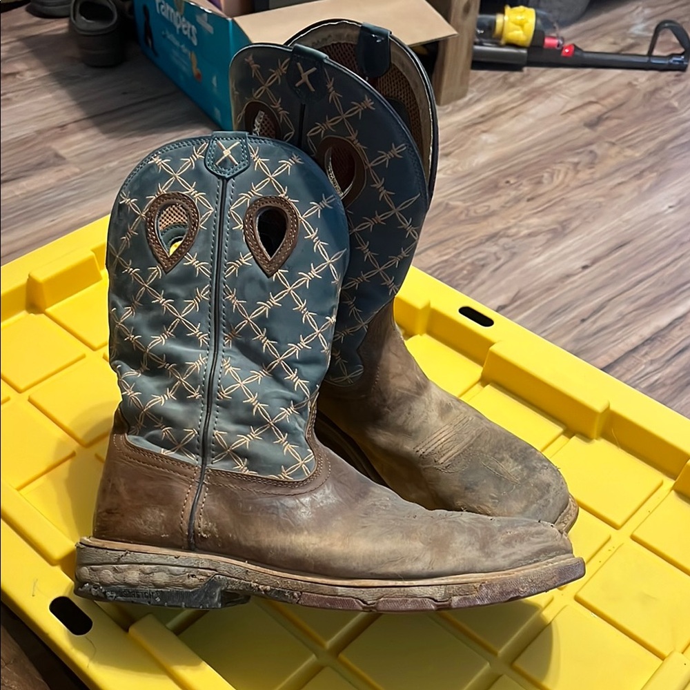 Blue and Brown Western Boots